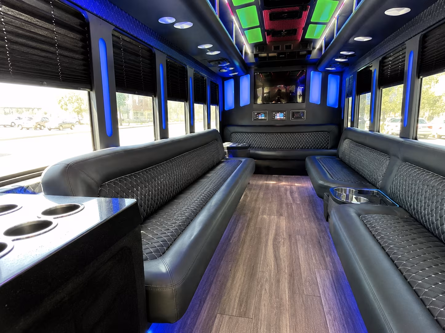 santa barbara 15 passenger party bus inside