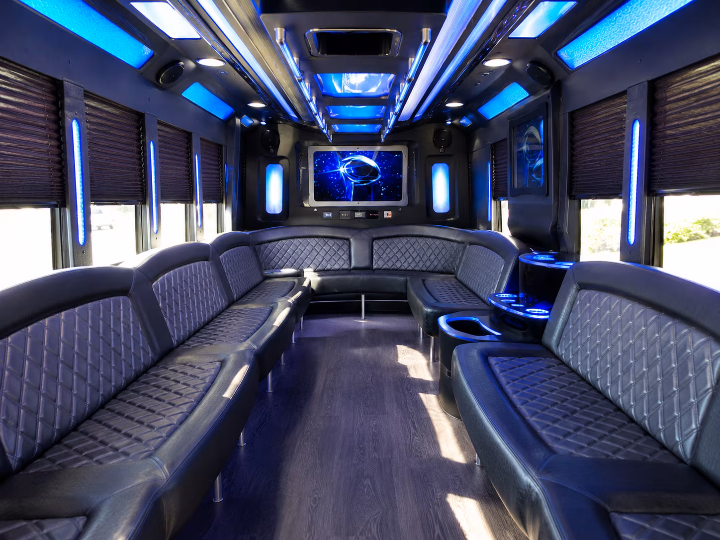 santa barbara 28 passenger party bus inside