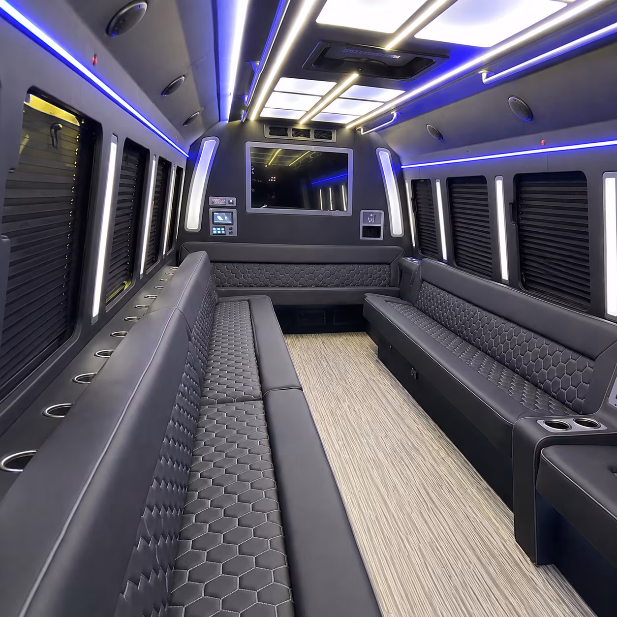 santa barbara 40 passenger party bus inside